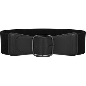 JASGOOD Women Elastic Wide Belt Ladies Stretchy Waist Belt with Square Buckle for Dress