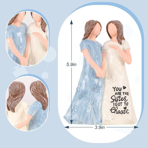 Gifts for Sisters for Women, Gifts for Best Sisters, Best Sister Birthday Gifts, Hand Painted Sculpture Hand Holding Friendship Gifts，Sisters Figurines（Blue） in Saudi Arabia