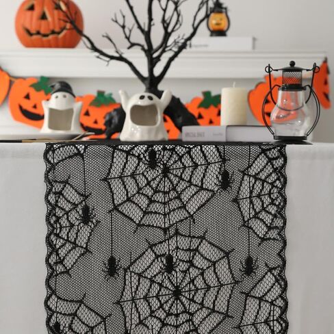 Halloween Decorative Table Runner Black Halloween Theme Decorations Scary Party Favors Decor (11.8 inch x 86.6 inch, Spider) in Saudi Arabia