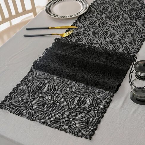 Halloween Decorative Table Runner Black Halloween Theme Decorations Scary Party Favors Decor (11.8 inch x 86.6 inch, Spider) in Saudi Arabia