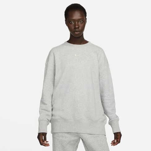 سويت شيرت نسائي من NIKE NSW Phoenix Fleece OS CREW للسيدات ذو حجم كبير بياقة دائرية DQ5733-010، مقاس XL in Saudi Arabia