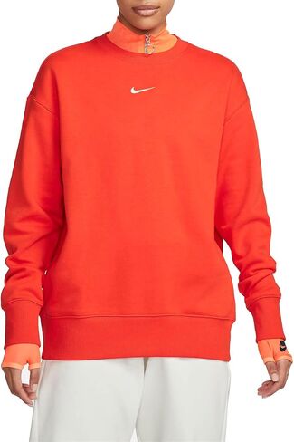 سويت شيرت نسائي من NIKE NSW Phoenix Fleece OS CREW للسيدات ذو حجم كبير بياقة دائرية DQ5733-010، مقاس XL in Saudi Arabia