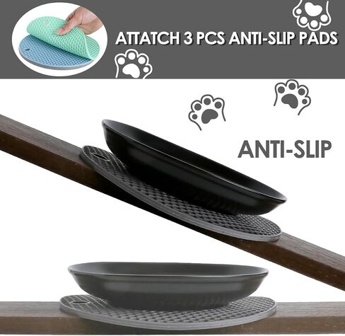 Ceramic Cat Bowls,Cat Feeding Bowls with Non Slip Mats,Pet Bowl Cat Dishes for Food and Water,Wide Shallow Cat Bowl Whisker Friendly,3 Pack (White) in Saudi Arabia