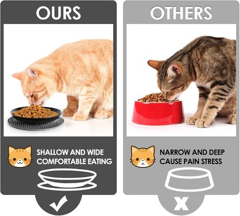 Ceramic Cat Bowls,Cat Feeding Bowls with Non Slip Mats,Pet Bowl Cat Dishes for Food and Water,Wide Shallow Cat Bowl Whisker Friendly,3 Pack (White) in Saudi Arabia