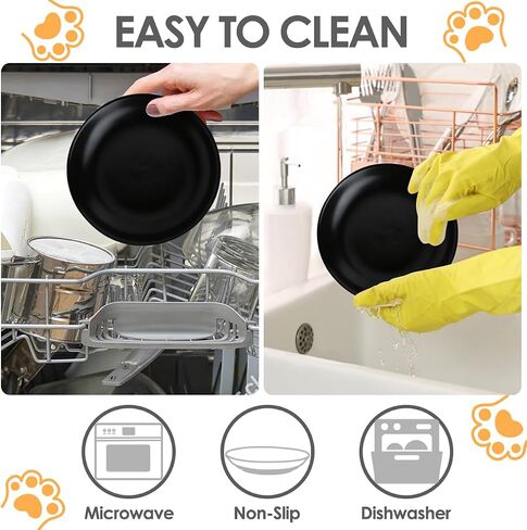 Ceramic Cat Bowls,Cat Feeding Bowls with Non Slip Mats,Pet Bowl Cat Dishes for Food and Water,Wide Shallow Cat Bowl Whisker Friendly,3 Pack (White) in Saudi Arabia