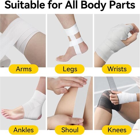 Dimora 4-Pack Elastic Adhesive Bandage Tape - Durable Elastic Tape for Joints Support and First Aid Kit, No Sticky Residue, Strong Bandage Wraps for a Pained and Tender Joint in Saudi Arabia