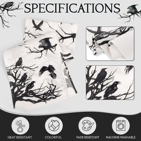 Silhouette Tree Crows Halloween Table Runner, Holiday Kitchen Dining Table Decoration for Indoor Outdoor Home Party Decor 13 x 72 Inch in Kuwait
