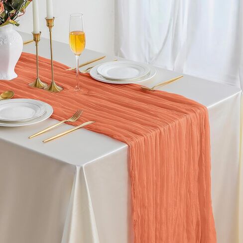 2 Pack Orange 10ft Cheesecloth Table Runner, Halloween Boho Table Runner Gauze Fabric, 35x120 Inch Long Table Runner for Wedding Bridal Baby Shower Party or Table Decor in Saudi Arabia