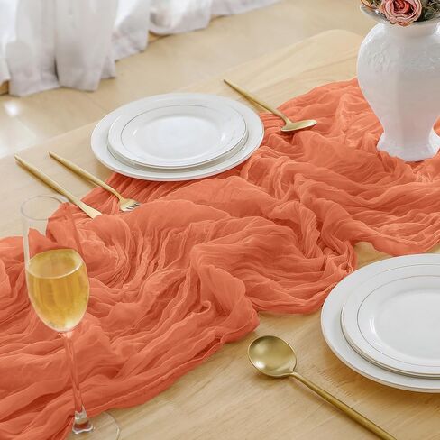 2 Pack Orange 10ft Cheesecloth Table Runner, Halloween Boho Table Runner Gauze Fabric, 35x120 Inch Long Table Runner for Wedding Bridal Baby Shower Party or Table Decor in Saudi Arabia