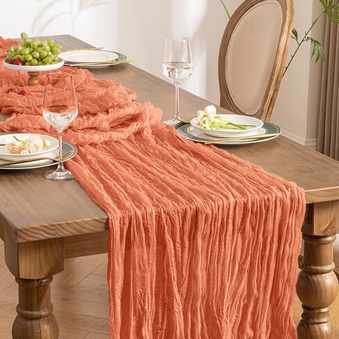 2 Pack Orange 10ft Cheesecloth Table Runner, Halloween Boho Table Runner Gauze Fabric, 35x120 Inch Long Table Runner for Wedding Bridal Baby Shower Party or Table Decor in Saudi Arabia
