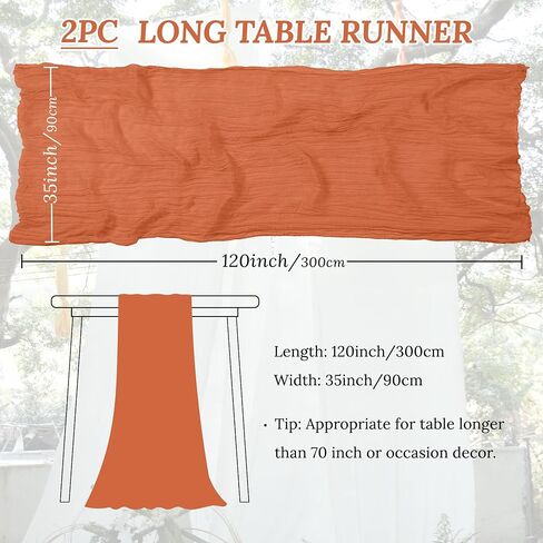 2 Pack Orange 10ft Cheesecloth Table Runner, Halloween Boho Table Runner Gauze Fabric, 35x120 Inch Long Table Runner for Wedding Bridal Baby Shower Party or Table Decor in Saudi Arabia