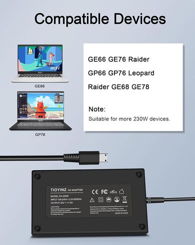 280W USB Tip Laptop Charger for MSI GE76 GE66 Raider GP76 GP66 Leopard WE76 WE76-11UX Laptop AC Power Adapter 20V 14A in Saudi Arabia