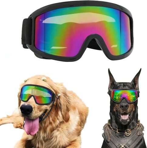Dog Goggles Large Breed, Dog Sunglasses Pets Goggles Eye Wear Snow Skiing Glasses Anti-Fog UV Protection Windproof Dustproof Eyepiece for Medium Large Dog Travel Riding Driving with Adjustable Strap in Saudi Arabia