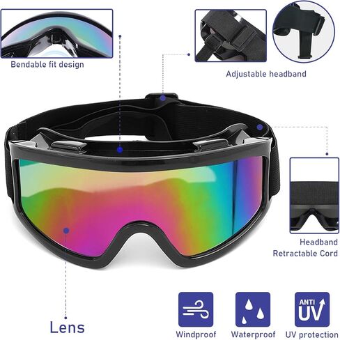 Dog Goggles Large Breed, Dog Sunglasses Pets Goggles Eye Wear Snow Skiing Glasses Anti-Fog UV Protection Windproof Dustproof Eyepiece for Medium Large Dog Travel Riding Driving with Adjustable Strap in Saudi Arabia