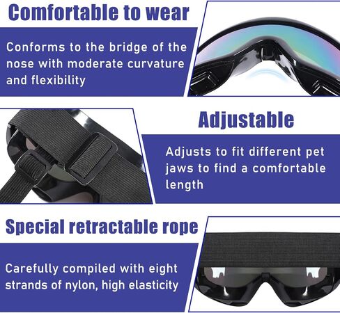 Dog Goggles Large Breed, Dog Sunglasses Pets Goggles Eye Wear Snow Skiing Glasses Anti-Fog UV Protection Windproof Dustproof Eyepiece for Medium Large Dog Travel Riding Driving with Adjustable Strap in Saudi Arabia