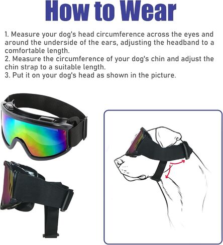 Dog Goggles Large Breed, Dog Sunglasses Pets Goggles Eye Wear Snow Skiing Glasses Anti-Fog UV Protection Windproof Dustproof Eyepiece for Medium Large Dog Travel Riding Driving with Adjustable Strap in Saudi Arabia