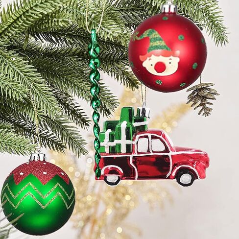 مجموعة زخارف كرة عيد الميلاد، 60 قيراطًا أحمر وأخضر وأبيض متنوعة من عناصر عيد الميلاد، زينة كروية معلقة مضادة للكسر لقضاء العطلات وحفلات الزفاف وشجرة عيد الميلاد in Kuwait