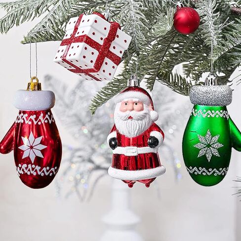 مجموعة زخارف كرة عيد الميلاد، 60 قيراطًا أحمر وأخضر وأبيض متنوعة من عناصر عيد الميلاد، زينة كروية معلقة مضادة للكسر لقضاء العطلات وحفلات الزفاف وشجرة عيد الميلاد in Kuwait