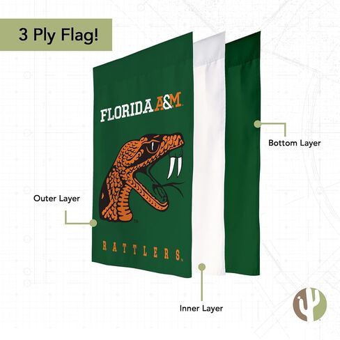 لافتة علم حديقة جامعة Desert Cactus Florida A&M FAMU Rattlers 100% بوليستر (تصميم A) in Saudi Arabia