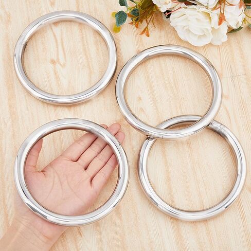 4Pcs 304 Stainless Steel O Rings Heavy Duty Multi-Purpose Metal Ring 4.69inch Seamless Welded Round Ring Large Smooth O Rings for Camping Belt Dog Leashes Hardware Luggage in Saudi Arabia