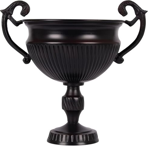 Koyal Wholesale 11.5" Pedestal Vase for Centerpieces with Handles, Footed Vase Decor, Metal Centerpiece Vase Flower Bowl, Wedding Pedestal Bowl, Compote Centerpiece Flower Vase (Bronze) in Kuwait