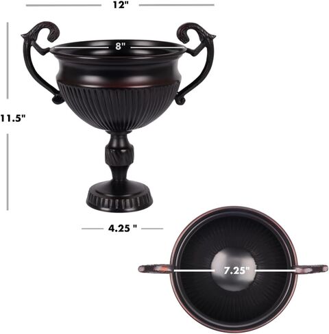 Koyal Wholesale 11.5" Pedestal Vase for Centerpieces with Handles, Footed Vase Decor, Metal Centerpiece Vase Flower Bowl, Wedding Pedestal Bowl, Compote Centerpiece Flower Vase (Bronze) in Kuwait