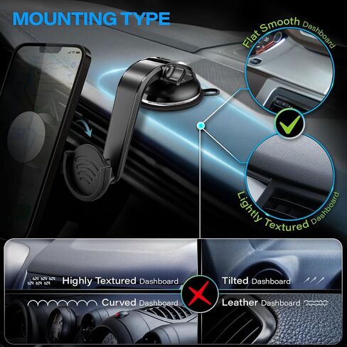 pop-tech Socket Phone Dashboard Mount: Suction Cup Cell Phone Holder fits Dash Windshield Window - Black Universal Car Mount Compatible for iphone Samsung Smartphone with Popgrip in Saudi Arabia