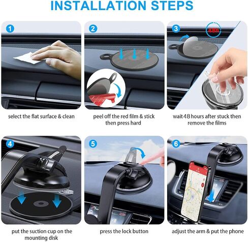 pop-tech Socket Phone Dashboard Mount: Suction Cup Cell Phone Holder fits Dash Windshield Window - Black Universal Car Mount Compatible for iphone Samsung Smartphone with Popgrip in Saudi Arabia