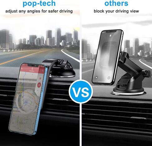 pop-tech Socket Phone Dashboard Mount: Suction Cup Cell Phone Holder fits Dash Windshield Window - Black Universal Car Mount Compatible for iphone Samsung Smartphone with Popgrip in Saudi Arabia