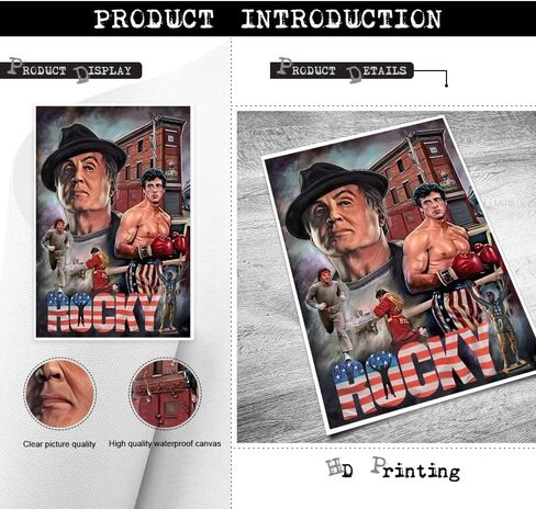 Poster Sylvester Stallone Classic boxing Movie Posters motivational wall art Living Room office wall decor Bedroom Home Decor Canvas Art HD Print sports poster（12x16inch unframed） in Saudi Arabia