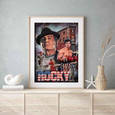 Poster Sylvester Stallone Classic boxing Movie Posters motivational wall art Living Room office wall decor Bedroom Home Decor Canvas Art HD Print sports poster（12x16inch unframed） in Saudi Arabia