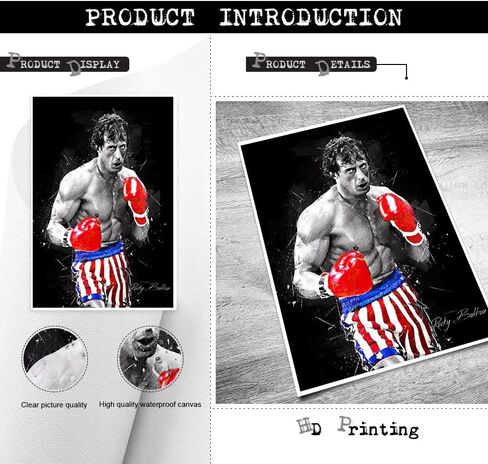 Poster Sylvester Stallone Classic boxing Movie Posters motivational wall art Living Room office wall decor Bedroom Home Decor Canvas Art HD Print sports poster（12x16inch unframed） in Saudi Arabia