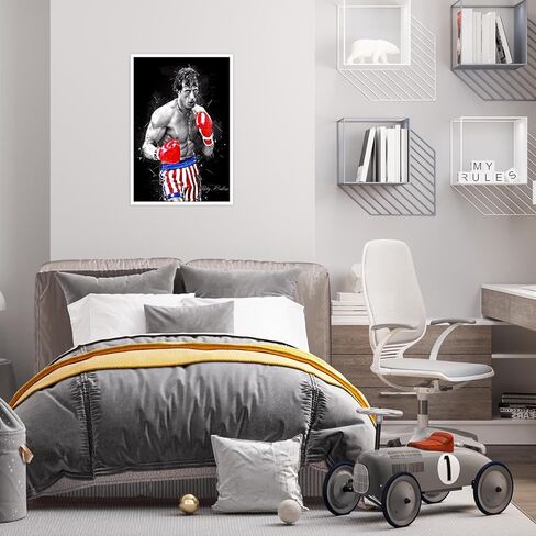 Poster Sylvester Stallone Classic boxing Movie Posters motivational wall art Living Room office wall decor Bedroom Home Decor Canvas Art HD Print sports poster（12x16inch unframed） in Saudi Arabia