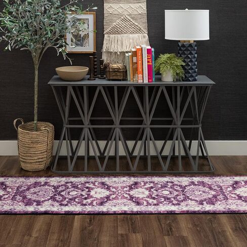 سجادة Mohawk Home Floral Worcester باللون الأرجواني، (2 × 8 بوصة) in Saudi Arabia