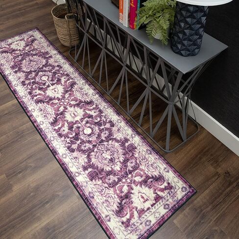 سجادة Mohawk Home Floral Worcester باللون الأرجواني، (2 × 8 بوصة) in Saudi Arabia