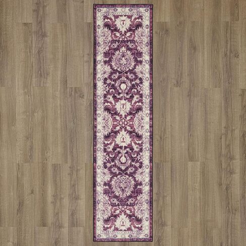 سجادة Mohawk Home Floral Worcester باللون الأرجواني، (2 × 8 بوصة) in Saudi Arabia