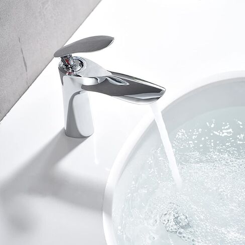 ZIYOU LANG One Handle Single Hole Bathroom Faucet Stainless Steel Lavatory Commercial Bathroom Bathtub Basin Vanity Faucets Tap with Hot&Cold Water Supply Lines 2 Hoses Chrome Polished(Maple Sliver) in Saudi Arabia
