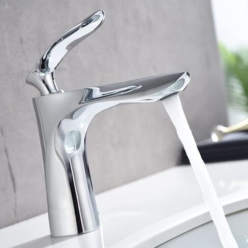 ZIYOU LANG One Handle Single Hole Bathroom Faucet Stainless Steel Lavatory Commercial Bathroom Bathtub Basin Vanity Faucets Tap with Hot&Cold Water Supply Lines 2 Hoses Chrome Polished(Maple Sliver) in Saudi Arabia