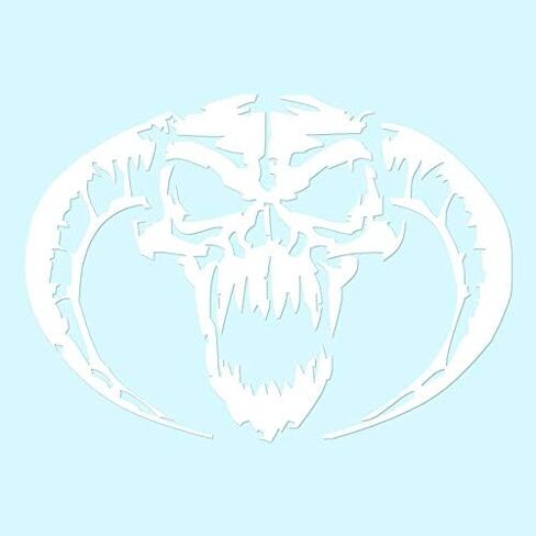 Demon Devil Skull Horns - Vinyl Decal Sticker - 8" x 5.75" - White in Saudi Arabia
