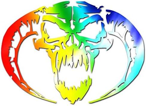 Demon Devil Skull Horns - Vinyl Decal Sticker - 8" x 5.75" - White in Saudi Arabia
