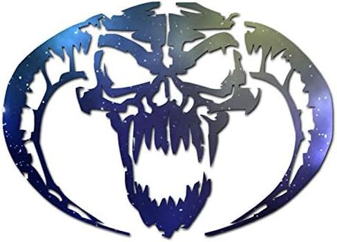 Demon Devil Skull Horns - Vinyl Decal Sticker - 8" x 5.75" - White in Saudi Arabia