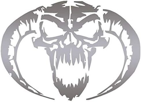 Demon Devil Skull Horns - Vinyl Decal Sticker - 8" x 5.75" - White in Saudi Arabia