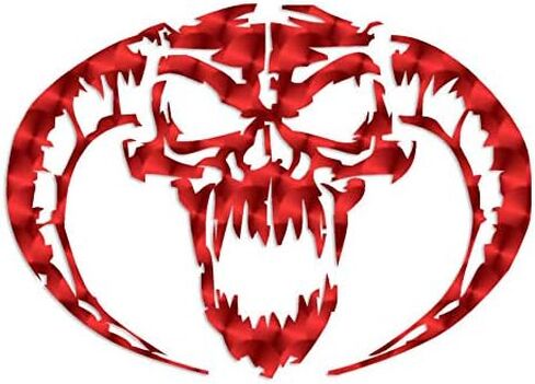 Demon Devil Skull Horns - Vinyl Decal Sticker - 8" x 5.75" - White in Saudi Arabia