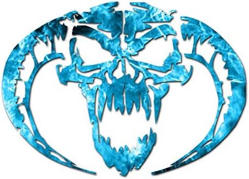 Demon Devil Skull Horns - Vinyl Decal Sticker - 8" x 5.75" - White in Saudi Arabia