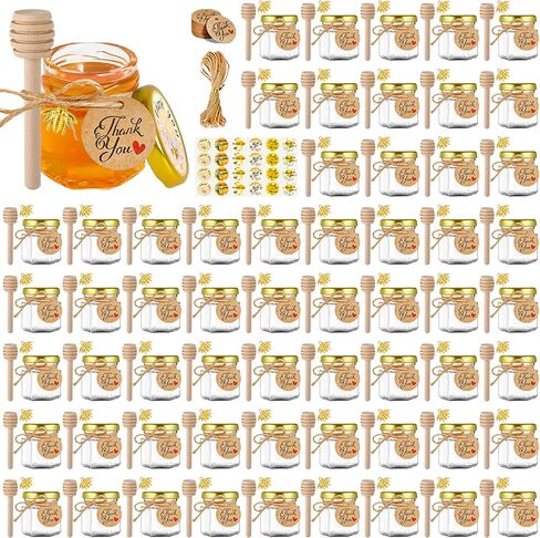 برطمانات عسل زجاجية صغيرة 1.5 أونصة 20 عبوة، برطمانات عسل صغيرة سداسية مع قحافة، برطمانات زجاجية فارغة لحفلات استقبال المولود الجديد وحفلات الزفاف in Kuwait