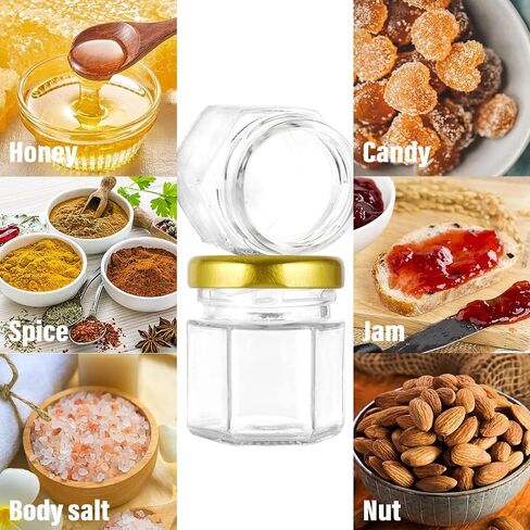 1.5oz Mini Glass Honey jars 20 pack,Small Hexagon Honey Jars with Dipper,Empty Glass Jars for Baby Shower Wedding Favors Party Favors in Kuwait