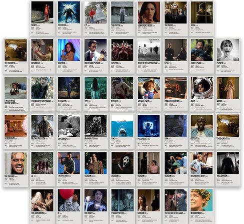 مجموعة ملصق فيلم رعب من ميري هوم - ديكور الهالوين 50 قطعة 4 × 6 ملصقات أفلام رعب للغرفة الجمالية - ديكور جدار غرفة النوم، ديكورات جدارية عصرية لغرفة النوم للمراهقين، ديكور النوم in Saudi Arabia