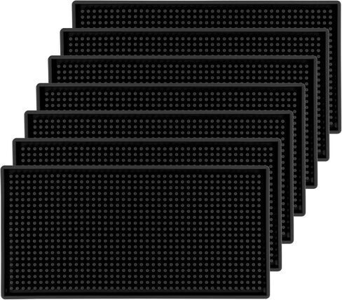 HOZEON 7 Pack 12 x 6 Inch Rubber Bar Service Mat, Non Slip Rubber Bar Spill Mat, Thick Black Bar Mats for Countertop, Bar, Kitchen, Restaurant, Bartender, Hotel in Saudi Arabia