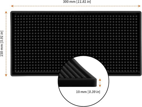 HOZEON 7 Pack 12 x 6 Inch Rubber Bar Service Mat, Non Slip Rubber Bar Spill Mat, Thick Black Bar Mats for Countertop, Bar, Kitchen, Restaurant, Bartender, Hotel in Saudi Arabia