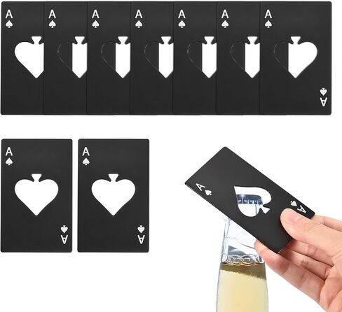 uxcell 10pcs Ace of Spades Bottle Opener, Stainless Steel Credit Card Size Beer Bottle Opener for Wallet Pocket, Can Cap Openers for Wedding Party Bridal Shower Present, Black in Saudi Arabia